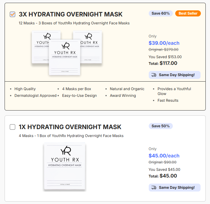 YouthRx Hydrating Face Mask