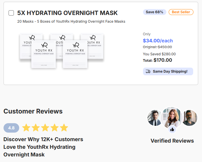 YouthRx Hydrating Face Mask